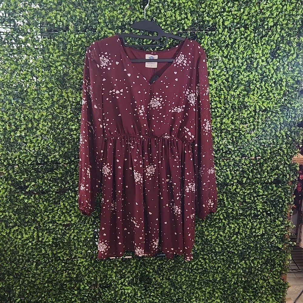 Wild Blue Sadie Robertson Red Heart Print Dress Medium